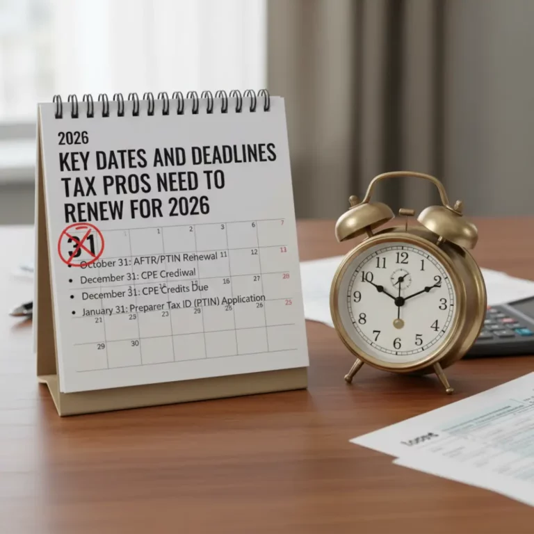 close-up of a desk with a calendar showing a marked date and a ticking clock
